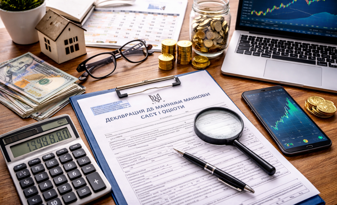 Податки з інвестицій для українців у 2025 році: декларація, калькулятор та фінансові документи на столі