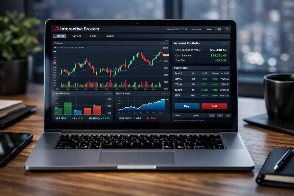 Interactive Brokers інвестування через міжнародного брокера з ноутбука