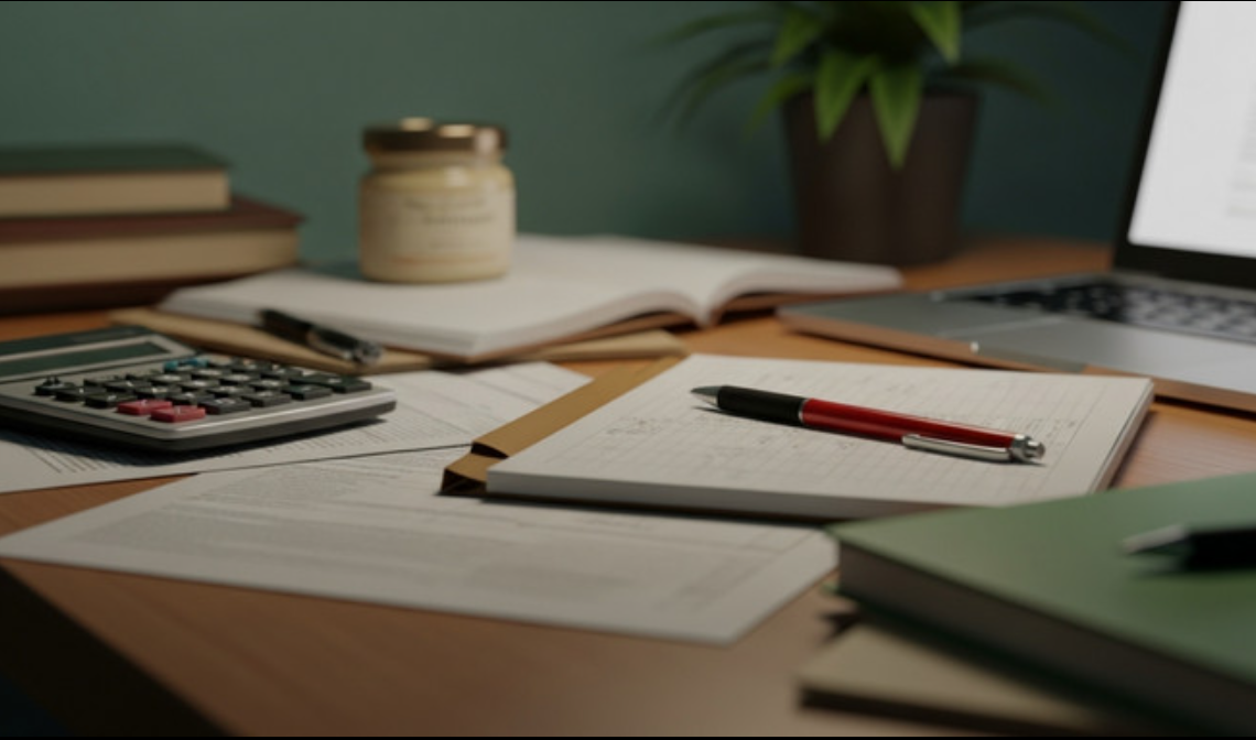 Фінансові документи та звіти на робочому столі — аналіз прибутку бізнесу