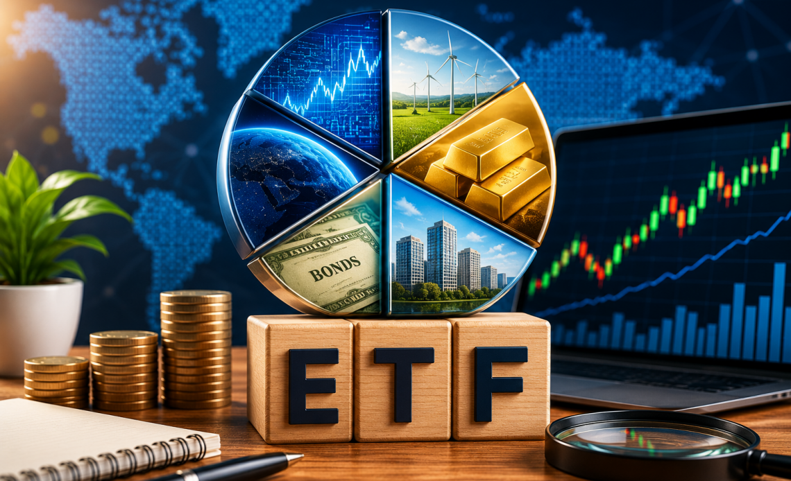 ETF фонд диверсифікований інвестиційний портфель графік фондового ринку та фінансове зростання